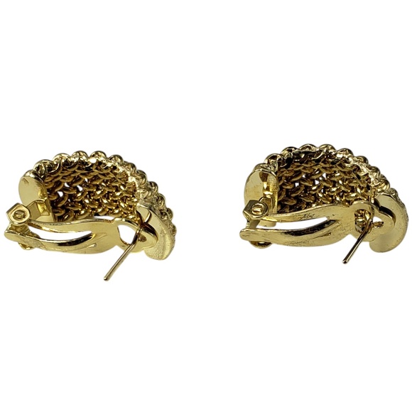 14 Karat Yellow Gold Textured Weave Half Hoop Earrings #20260 - Picture 4 of 7